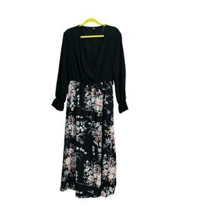 Shein Elegant Black Floral Maxi Dress Size XL